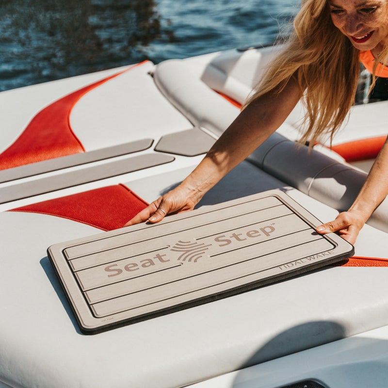 Tidal Wake Seat Step Non-Slip Marine Matâ€“ Protects Boat Seats & Upholstery from Rips, Dirt & Wear from Stepping on Seats-ideal for Cushions, Seat Covers, Vinyl Upholstery (Tan/White) - Image 4